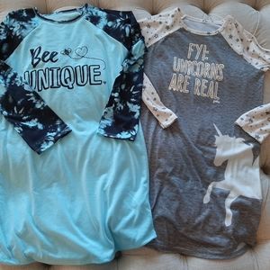 Girls size 12 Justice long sleeve nightgowns- EUC